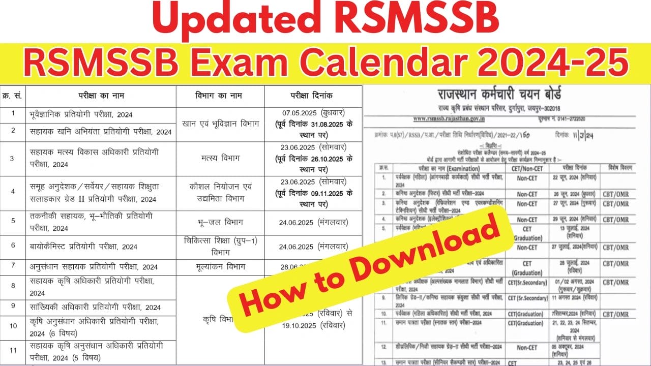 RSMSSB Exam Calendar 2024-25